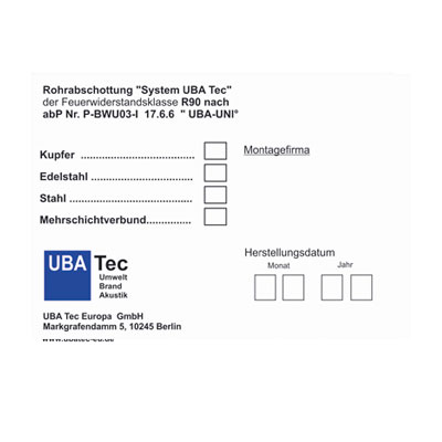 Kennzeichnungsschild- System UBA TEc