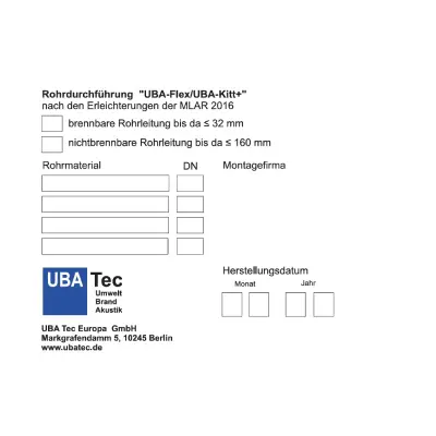 Kennzeichnungsschild UBA Platte MLAR Kennzeichnungsschild UBA Platte MLAR